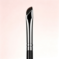 Black & Silver Sickle Eyeliner Brush - Angled Blade Design, Precise Liner/Waterline/Lower Lash Line, Compatible with Gel/Powder Formulas