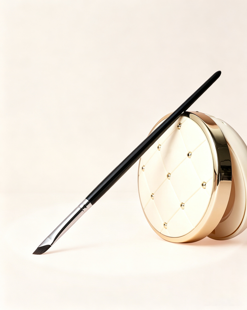 Black & Silver Sickle Eyeliner Brush - Angled Blade Design, Precise Liner/Waterline/Lower Lash Line, Compatible with Gel/Powder Formulas