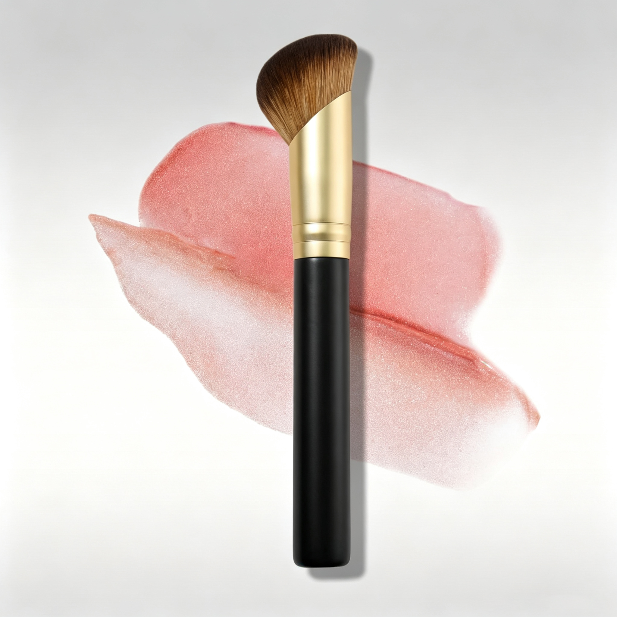 Black & Gold Angled Contour Brush - Precision Fit for Facial Contours, Dense Plush Bristles, Compatible with Creams/Powders/Baked Formulas