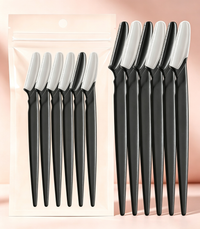 Black Safety Eyebrow Razor Set - 12-Piece Stainless Steel Blades with Protective Guard, Anti-Scratch Design for Brow Shaping / Facial Exfoliation / Hair Removal