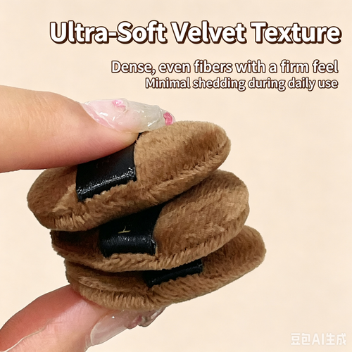 Chocolate Mini Flocked Finger Puff - Ultra-Soft Velvet Material, Tapered Tip for Details, Wet/Dry Use, Non-Absorbent