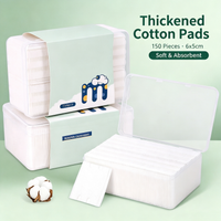 Thickened Cotton Pads (150 pcs/box) - 3-Layer Quilted Design, Soft & Absorbent, Lint-Free for Makeup Removal / Wet Compress / Toner Application