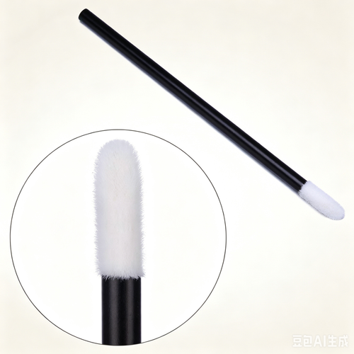 Disposable Flocked Lip Brush Wand - Black Slim Handle + White Flocked Tip, Compact & Portable, Compatible with Lipstick/Lip Gloss/Lip Balm
