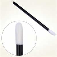 Disposable Flocked Lip Brush Wand - Black Slim Handle + White Flocked Tip, Compact & Portable, Compatible with Lipstick/Lip Gloss/Lip Balm